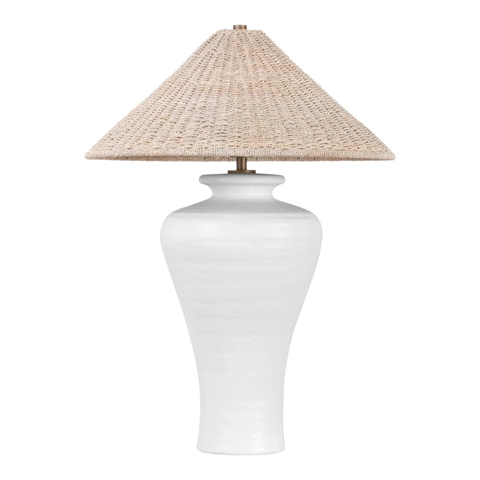 Pezante 30" 2-Light Table Lamp, Patina Brass/Ceramic Loft White Finish