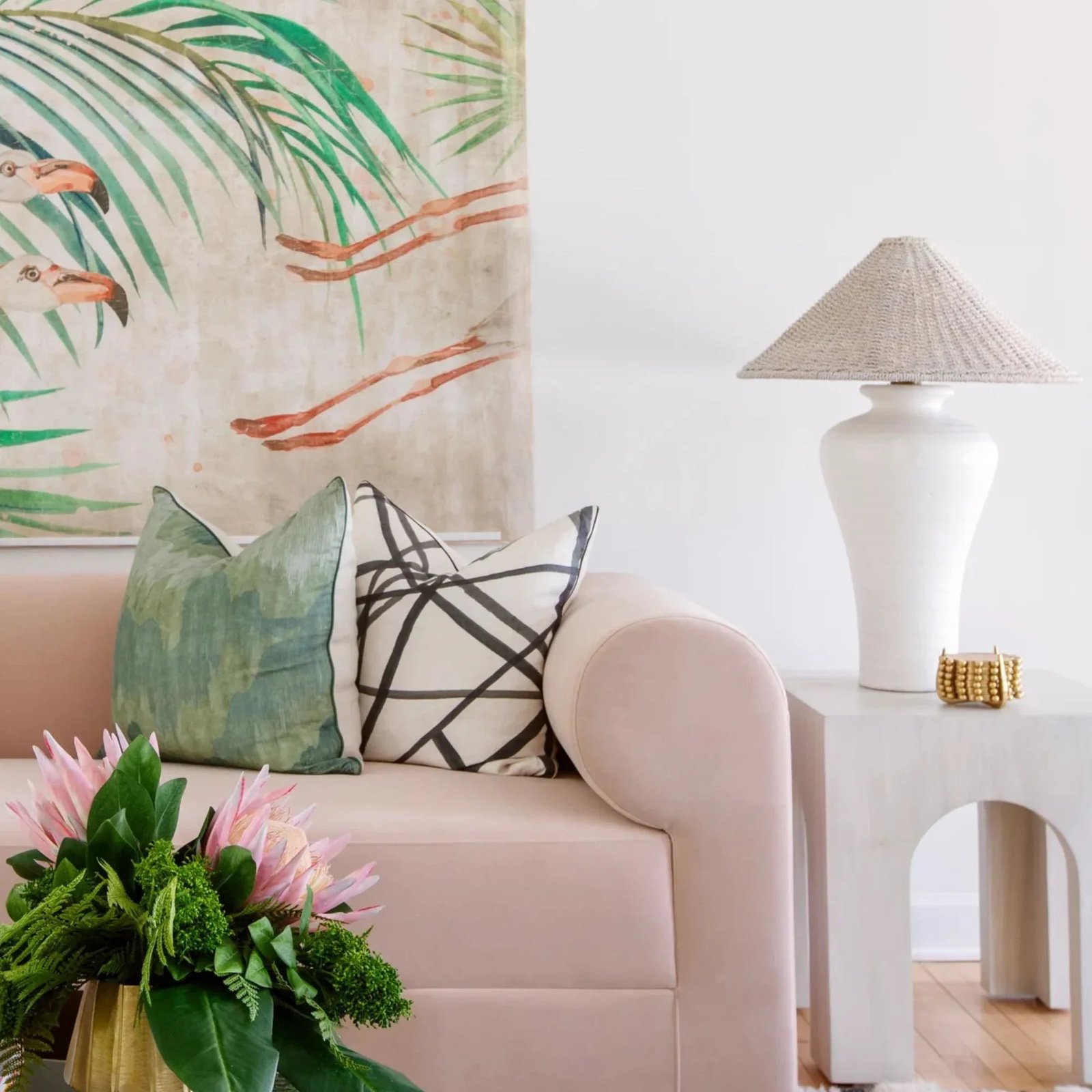 Pezante 30" 2-Light Table Lamp, Patina Brass/Ceramic Loft White Finish - Image 2