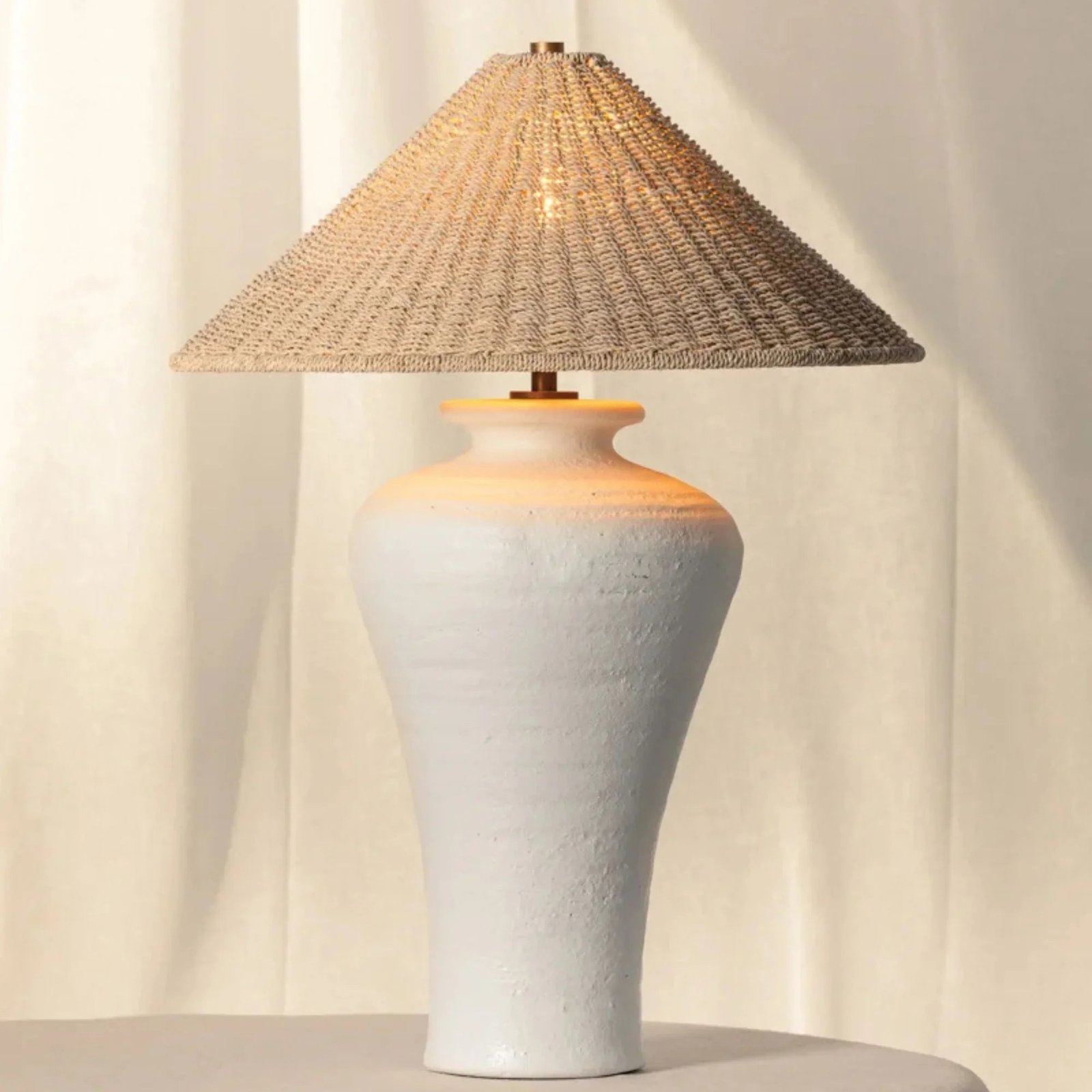 Pezante 30" 2-Light Table Lamp, Patina Brass/Ceramic Loft White Finish - Image 5