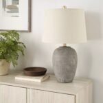 23" Distressed Brown (Gray Undertones) Ceramic Urn Table Lamp - Image 2